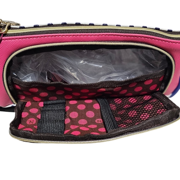 NICOLE LEE "Tea Time Me Time" Pink and Blue Cosmetic Bag w Handle - Picture 4 of 8